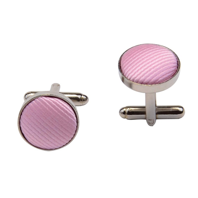 GUSLESON Brand Men's Tie Sets Solid Ties for Men Silk Light Pink Neckties and Pocket Square Cufflinks (0789-17) - Image 5